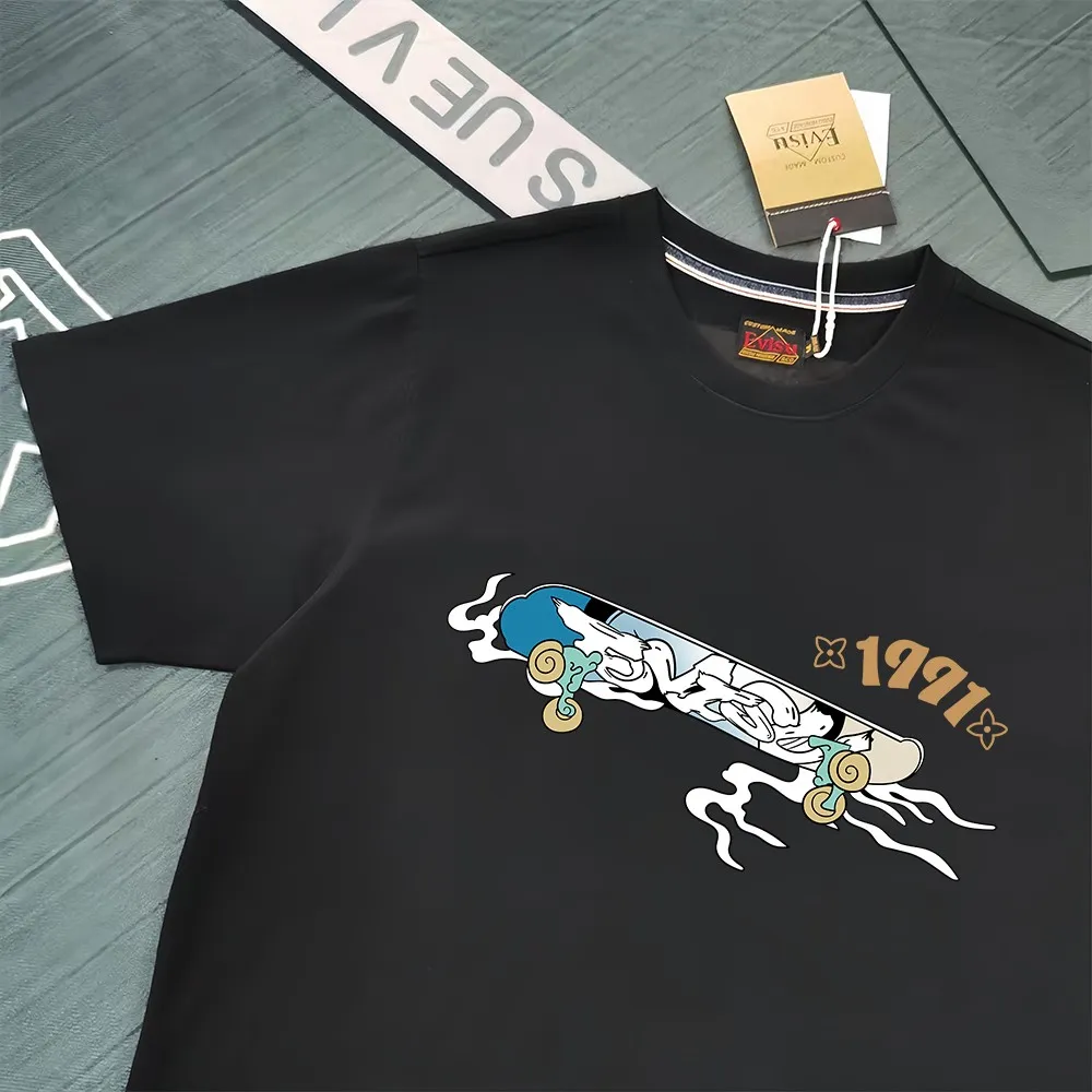 Evisu 2025New Arrival T ⚠ Quality⚠ Same Style T 。 ，Black S-XXL，White S-XXL，Gray M-XXL，Red S-XXL， Red M-XXL